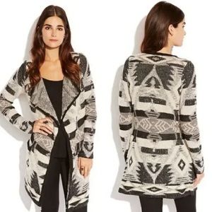 Lucky Brand Waterfall Open Front Aztec Tribal Print Sweater
